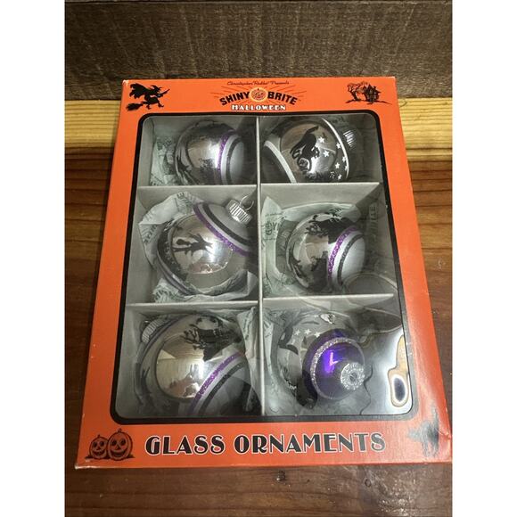 Halloween Shiny Brite Christopher Radko Ornaments Glass Set Of 6 In Box - Picture 2 of 6
